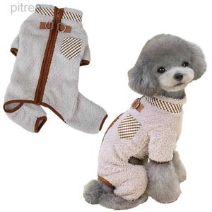 Hondenkleding Dog winterjas zachte fleece pyjama's huisdier warm jasje vest met riem ding gezellige onesie jumpsuit kleding outfit kleding voor honden d240426