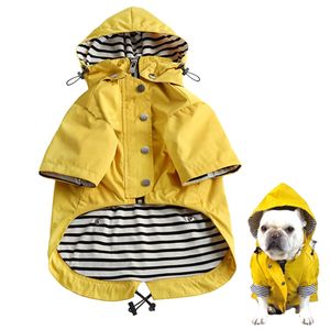 Ropa para perros Dog cremallera para perros con botones reflectantes con lluvia/agua Capucha removible con resistencia a la chaqueta de lluvia de perros 230812