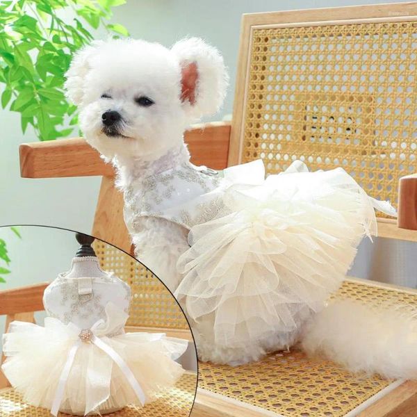 Ropa para perros Perros Vestido para mascotas Ropa de hilo fino Exquisito bordado Princesa Boda Moda Cachorro Fiesta Falda Gato