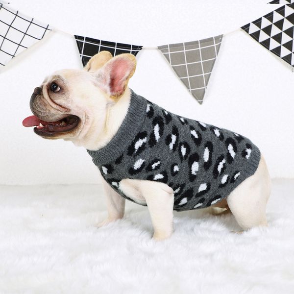 Chien Vêtements Chiens Pull Tricoté Pet Pull Mode Imprimé Léopard Dot Chats Gilet Sans Manches Chaud Bomei Vêtements Chihuahua Bulldog Gilet 230327