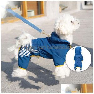 Dog Apparel Dogs Raincoat Allinclusive Fourlegged Waterproof Poncho Teddy Bomei Rainy Day Pet Clothes Small And Mediumsized Than Dro Dhz7G