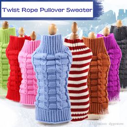 Hondenkleding honden trui huisdier warme knitwear winter doggie kleding turtleneck twist touw pullover puppy kat klassieke gebreide truien voor kleine doggy teckel rode A28