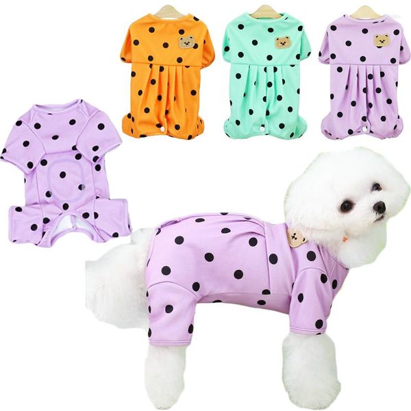 Vêtements pour chiens Dot Pattern Pyjamas SpringSummer Vêtements pour animaux de compagnie Chiot Costume Combinaison Pyjamas pour petits chiens moyens Chiwawa Animaux Salopette
