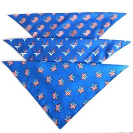 Ropa para perros Bandera del Día de la Independencia de los Estados Unidos de doble capa Suministros de bufanda triangular para mascotas Entrega directa Hogar Jardín Dht5W