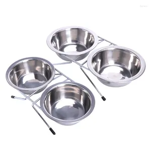 Appareils pour chiens doubles petits bols aliments en acier inoxydable et bol à eau ensemble pour le chiot à double usage Faisseur de compagnie avec des chats en métal y5gb