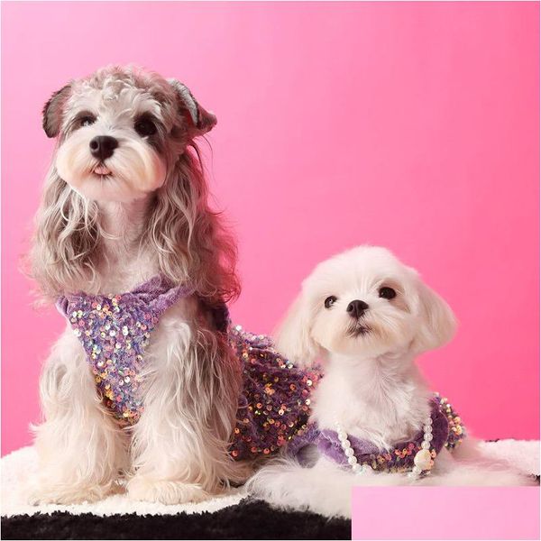 Robe de vêtements pour chiens Chat Summer Puppy Tenues Vêtements minuscules Robes de princesse sans manches pour chaton Chihuahua Teacup Caniche et Extra Petit Dhjx4