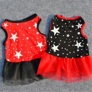 Vêtements pour chiens robe mignon étoile impression Double couche dentelle jupe pour animaux de compagnie été sans manches rouge vêtements pour petits chiens moyens Cupcake