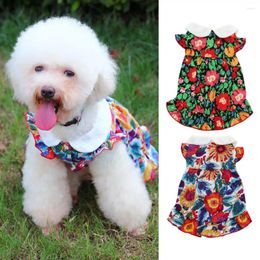 Vêtements de chien robe collier de poupée imprimé floral à manches courtes tenue de mode respirant tenue décontractée chat princesse été vêtements pour animaux de compagnie chiens