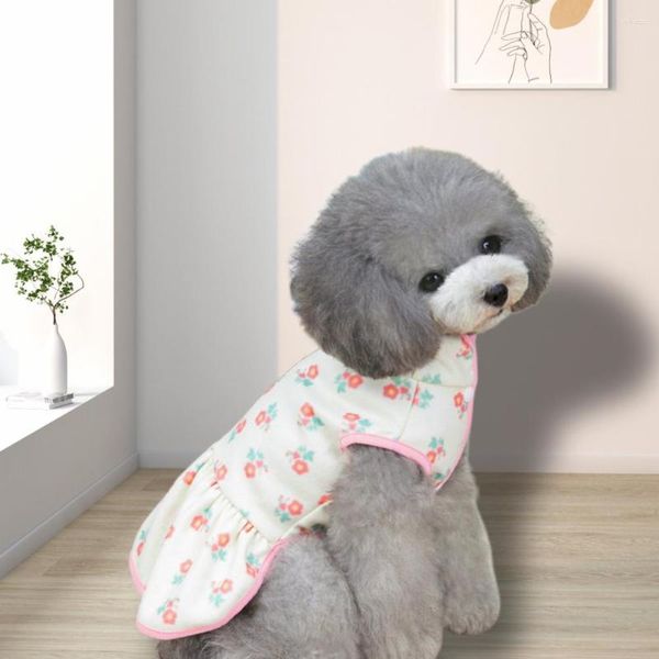 Ropa para perros, vestido con estampado Floral, pliegues en los pies delanteros, dobladillo, antideformación, botones para mantener el calor, falda para cachorros, ropa para mascotas, sudaderas con capucha