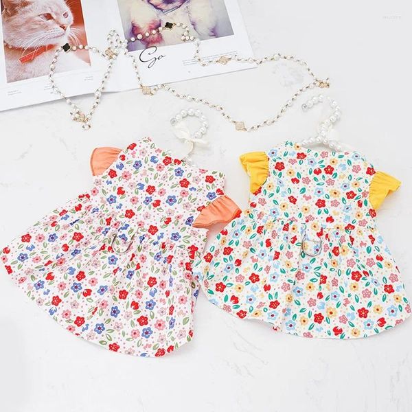 Robe de vêtements pour chiens pour petits chiens vêtements de chiot d'été jupe de luxe Coton Pet Clothing Chihuahua Bichon Cat Floral