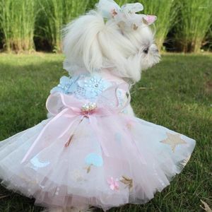 Chien Vêtements Robe De Luxe Chiens Désherbage Broderie Dentelle Tutu Jupe D'été Chiwawa Pour Les Vêtements De Noce H8-2