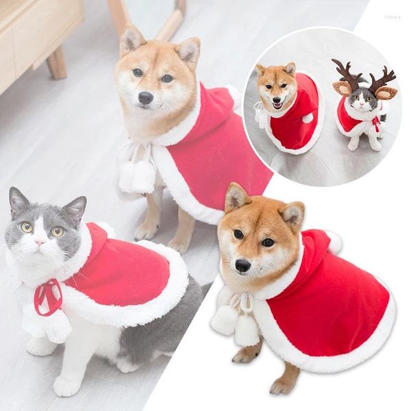 Vêtements pour chiens Habillez votre chiot de manière festive avec une cape rouge pour animaux de compagnie pour les célébrations de Noël et de l'année Tissu d'hiver pour chat