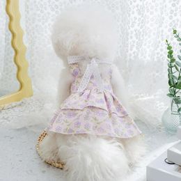 Vêtements pour chiens Robes de fleurs brisées Chiot Floral Princesse Robe Élasticité Élégante Jupe de chat Costume pour animaux de compagnie pour un usage quotidien
