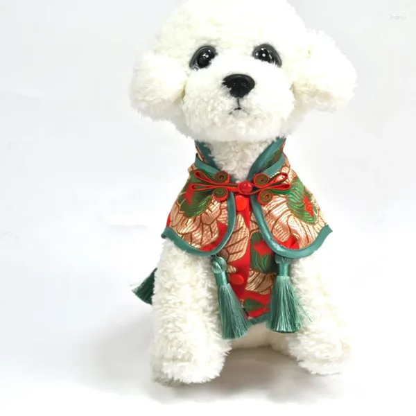 Vêtements pour chiens Robes Tang Costume Pet Nuage Épaule Cheongsam Teddy Frise Poméranie Année Célébration Vêtements