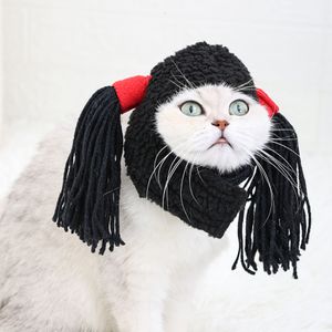 Vêtements pour chiens DualPet Perruques pour animaux de compagnie Cosplay Props Funny Dogs Cats Hair Hat Costumes Head Accessoires pour Halloowen Christmas Pets Gift 230714