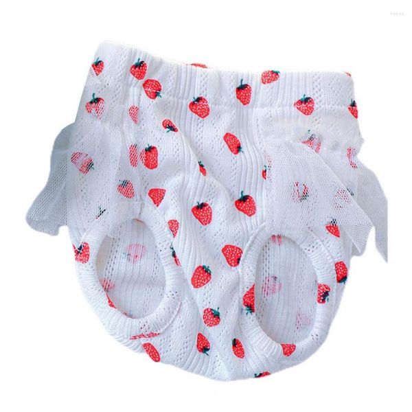 Ropa para perros Pantalones menstruales de poliéster duradero Patrón de fresa / flor Período de seguridad femenino Anti-acoso