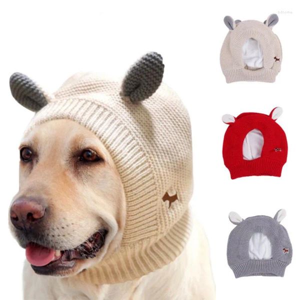 Ropa de perros Muffs Protección contra el ruido de las orejas de mascotas cubiertas de la ansiedad de sombrero tejido alivio de invierno para perros medianos grandes perros grandes