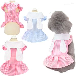 Hond Kleding Oren Kleding Zomer Vliegende Mouw Plaid Shirt Jurk Voor Kleine Middelgrote Honden Chiwawa Puppy Kat Tutu Rok Bichon XXL