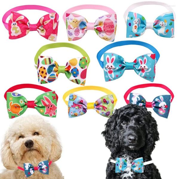 Vêtements pour chiens Collier de Pâques Collier pour animaux de compagnie Cravates Cravates Cravates Motif d'oeuf Chats réglables Chiot Décor de fête d'été
