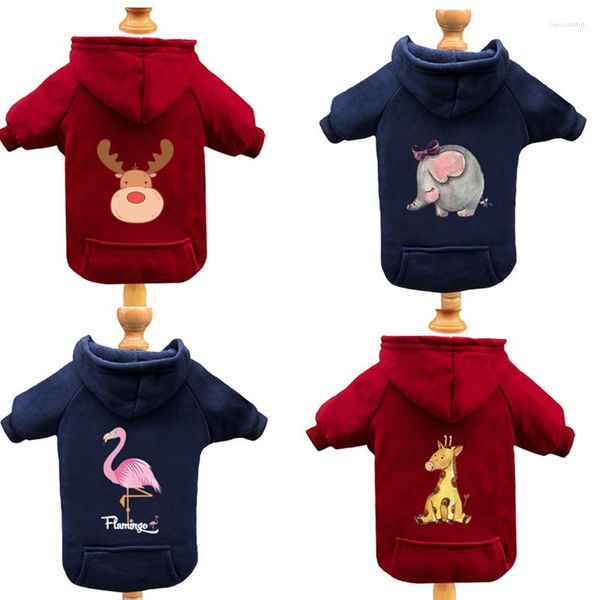 Ropa para perros Elefante Jirafa Flamingo Ropa para mascotas Diseño de bolsillo Sudadera con capucha de invierno Sphinx Cat Ropa Gruesa Cálida Pequeña sudadera