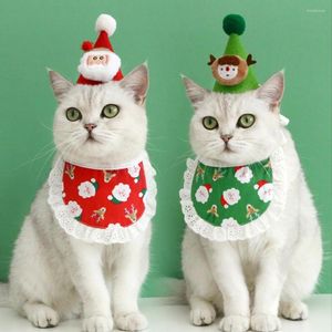 Ropa para perros Elk Sombrero de Navidad Gorro para mascotas Bandana Bufanda Baberos Santa Cosplay Traje Pequeño Mediano Gatos Sombrero Traje de cumpleaños Regalo