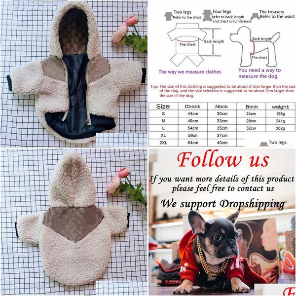 Vêtements de chien Esigner Vêtements d'hiver Manteau d'animal de compagnie pour petits chiens Temps froid Chaud Coupe-vent Veste de chiot Animaux Sweat à capuche avec lettres classiques L Otrho