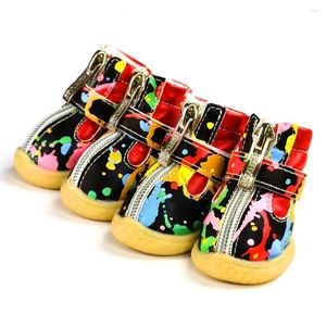 Ropa para perros Est Zapatos para mascotas Invierno Súper Cálido Blanco Negro 4pcs / set Botas para perros Cremallera Antideslizante XS XL Nieve Linda