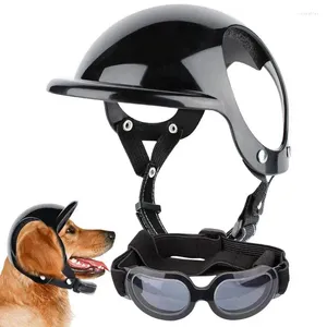 Hondenkleding Oogbescherming Ademstelbare verstelbare harde hoed met bril kleurrijke zonnebril voor het rijden van motorrijpjeswandeling