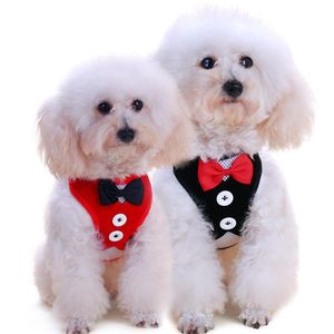 Dog Apparel Mode Bowtie Gentleman Pak Tuxedo Harnas Vest met Leiband voor Pet Puppy