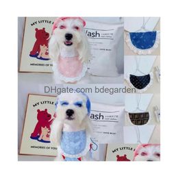 Vêtements pour chiens Lettres de marque de mode Broderie Serviettes de salive pour animaux de compagnie Vêtements pour chiens Bandanas de luxe 8 couleurs Personnalité Charme Teddy Bldog Trian Dhzcg