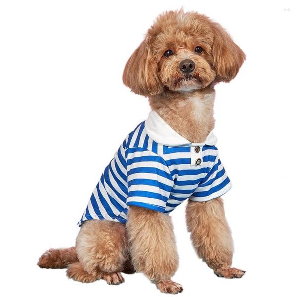 Chien vêtements mode chat haut d'été mince chemise pour animaux de compagnie belle fabrication marine rayé chemisier décoratif