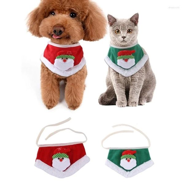 Ropa para perros Moda Tema de Navidad Mascota Saliva Toalla Verde / Bufanda roja Collar Perros encantadores Gato Bandana Collares para pequeños