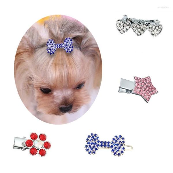Ropa para perros, accesorios para el pelo con diamantes de imitación de cristal a la moda, accesorios para el cuidado de mascotas para cachorros, gatos, horquillas, tocados multicolores para gatos