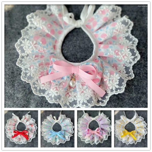 Ropa para perros Moda Linda Flor Estampado Collares Corbatas Simple Algodón Encaje Arco Baberos para cachorros Perros Chihuahua Poodle Suministros para mascotas