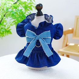 Vêtements pour chiens Mode Denim Jupe Mignon Bow Chiot Princesse Automne Chat Robe de mariée Doux Solide Pet Chihuahua Vêtements