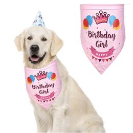 Mode chien mode joyeux anniversaire triangle serviette bandana double couches Bib pour chiot