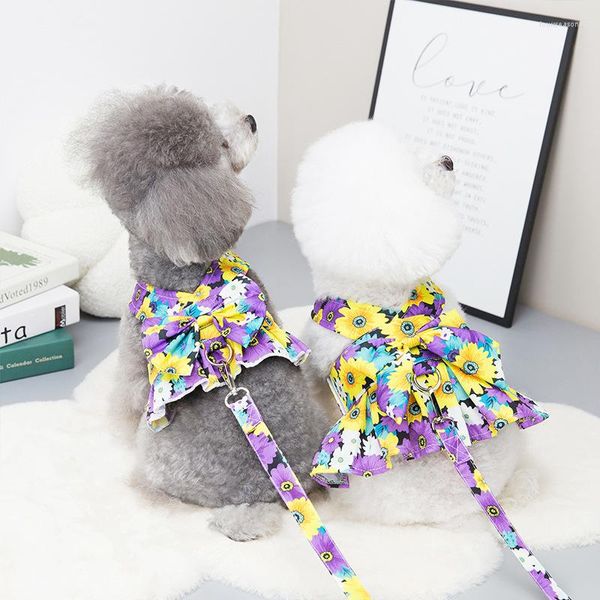 Vêtements de chien Mode Harnais Robe Bow Chiot Gilet Mignon Chat Princesse Jupe Imprimer Pet Chihuahua Vêtements Doux Mariage