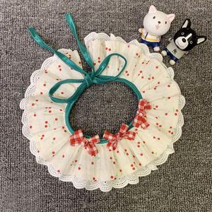 Hondenkleding mode Koreaanse kersenprint honden kat kragen schattige boog-knoop slabbetjes kraag voor kleine grote voorraden sieraden accessoire chihuahua