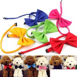 Vêtements pour chiens Mode Pet Bow Tie Réglable Animaux Accessoires Pure Color Bows Party Décoration Bijoux Drop Delivery Home Garden Suppli Dhkqq