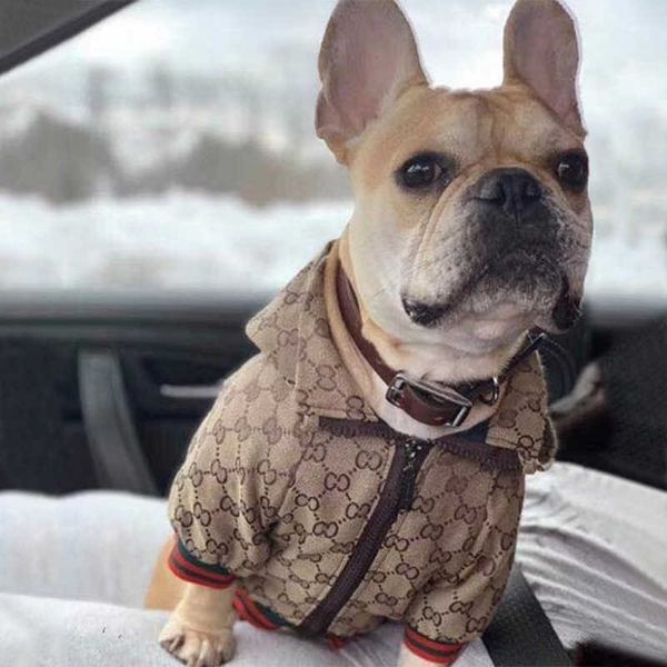 Ropa para perros Moda ropa para mascotas marca de moda sudadera con capucha con forro chaqueta para perros Bulldog productos corchosos