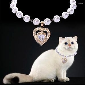 Hondenkleding mode mode kraag puppy kat parel ketting bruiloft accessoires hou van diamanten huisdieren honden katten leiden sieraden