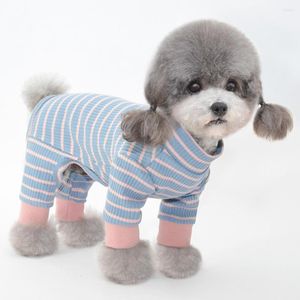 Ropa para perros, traje de moda para mascotas, mono de tela con patrón de rayas, Color de contraste, pijamas ajustados para perros gatitos