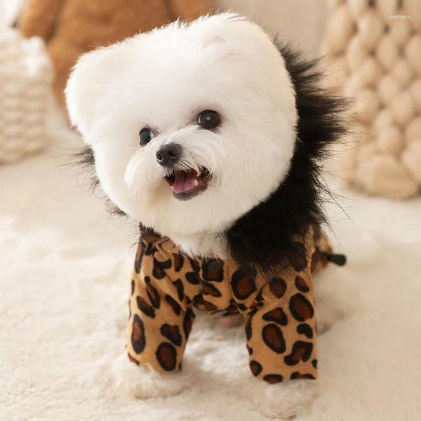 Vêtements pour chien mode animal de compagnie en manteau de léopard à sweat à capuche automne et pippy d'hiver Vêtements en Teddy épaissis de cardigan chaud