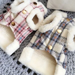 Vêtements pour chiens mode plaid harnais veste en hiver vêtements pour animaux de compagnie chauds pour petits chiens chihuahua yorkies manteau chiot animaux de compagnie vêtements manteau chien 6241 q2