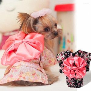 Ropa para perros Moda tradicional bordado kimono estilo arco mascota niña traje mameluco chaqueta conjunto