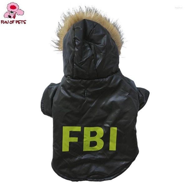 Chien vêtements mode hiver élégant manteau de modèle Fbi avec capuche pour animaux de compagnie chiens chiot vêtements