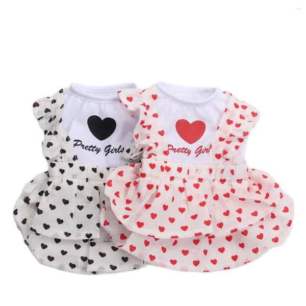 Ropa para perros Vestido de gato de moda con diseño en forma de corazón Adorno de amor Adorno de dos patas Mascota Ropa de primavera y verano