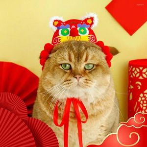 Vêtements pour chiens Feutre Chapeau pour animaux de compagnie Chinois Dragon Forme Chat Réglable À Lacets Chapeaux Lucky Lion Danse Thème Pour Les Décorations De Festival