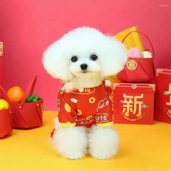 Vestes festives de vêtements pour chiens Fleece Fleed Pet Chinois Costume Costume Chaude combinaison avec motif de dessin animé