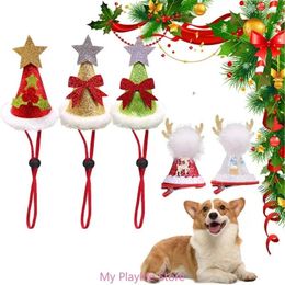 Appareils pour chiens festifs Pet Santa Hat et épingle à cheveux Ensemble de coiffure de Noël Dress Up Po Accesstes For Dogs Cats Headpiece